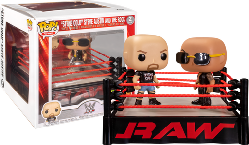 Funko Pop! WWE - The Rock vs Stone Cold with Wrestling Ring Moments - 2-Pack - Pop Basement