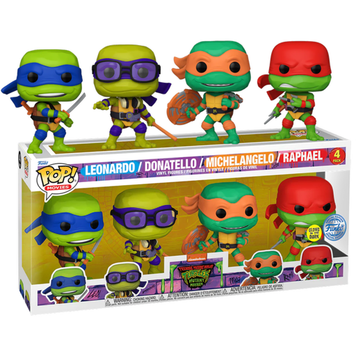 Funko Pop! Teenage Mutant Ninja Turtles: Mutant Mayhem - Turtles Glow in the Dark - 4-Pack - Pop Basement