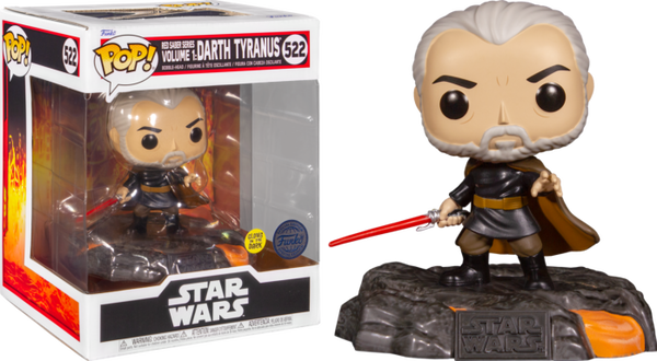 Funko Pop! Star Wars: Red Saber Series Volume 1 - Darth Tyranus Glow in the Dark Deluxe #522 - Pop Basement