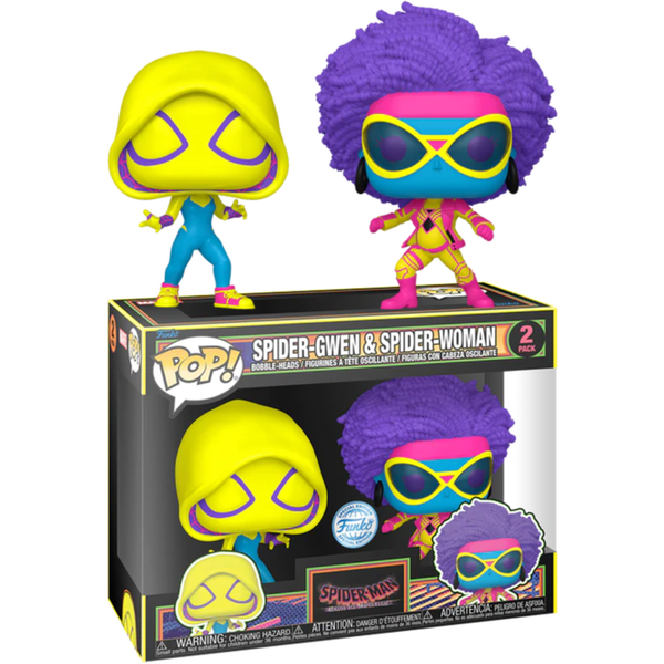 Funko Pop! Spider-Man: Across the Spider-Verse - Spider-Gwen & Spider-Woman Blacklight - 2-Pack - Pop Basement