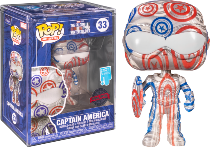 Funko Pop! The Falcon and the Winter Soldier - Captain America Patriotic Age Artist Series with Pop! Protector #33 - Pop Basement