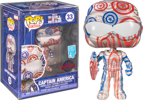 Funko Pop! The Falcon and the Winter Soldier - Captain America Patriotic Age Artist Series with Pop! Protector #33 - Pop Basement