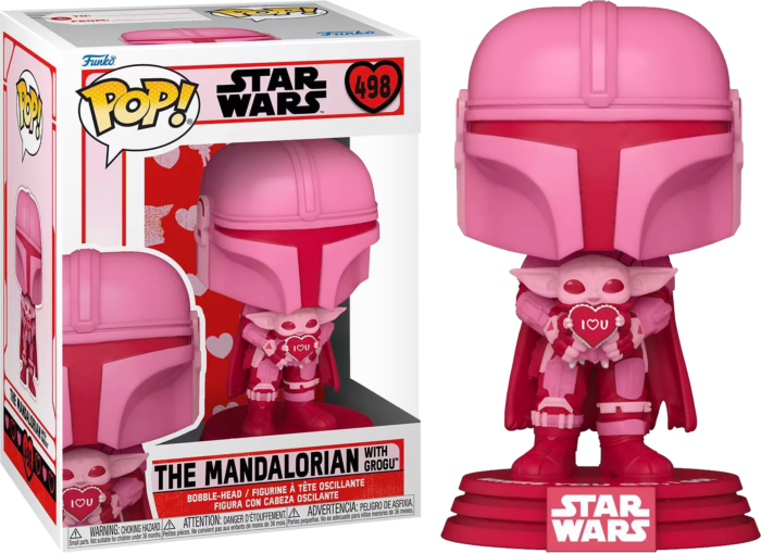 Funko Pop! Star Wars: The Mandalorian - The Mandalorian with Grogu Valentine's Day #498 - Pop Basement