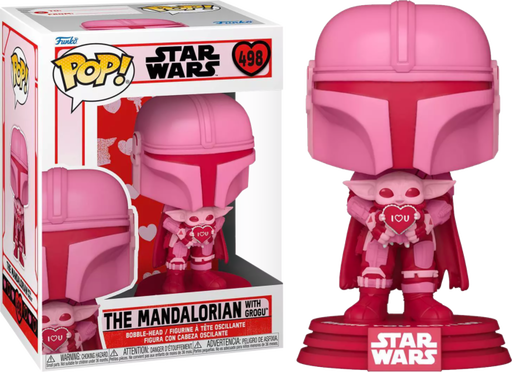 Funko Pop! Star Wars: The Mandalorian - The Mandalorian with Grogu Valentine's Day #498 - Pop Basement