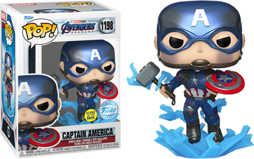 Funko Pop! Avengers 4: Endgame - Captain America with Mjolnir Metallic Glow in the Dark #1198 - Pop Basement