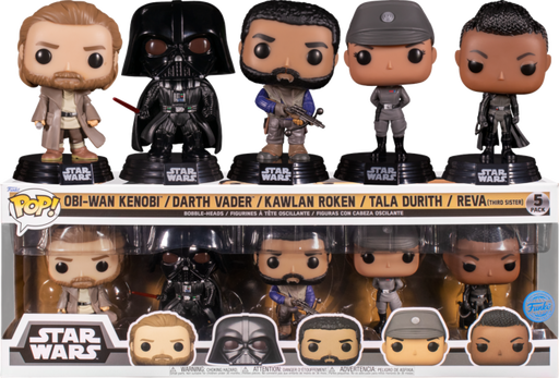 Funko Pop! Star Wars: Obi-Wan Kenobi - Obi-Wan, Darth Vader, Kawlan Roken, Tala Durith & Reva - 5-Pack - Pop Basement