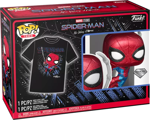 Funko Pop! Spider-Man: No Way Home - Spider-Man Diamond Glitter - Vinyl Figure & T-Shirt Box Set - Pop Basement
