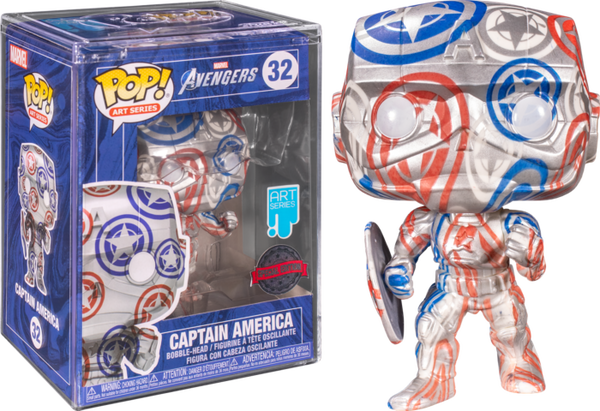 Funko Pop! The Avengers - Captain America in Stark Tech Suit Patriotic Age Artist Series with Pop! Protector #32 - Pop Basement