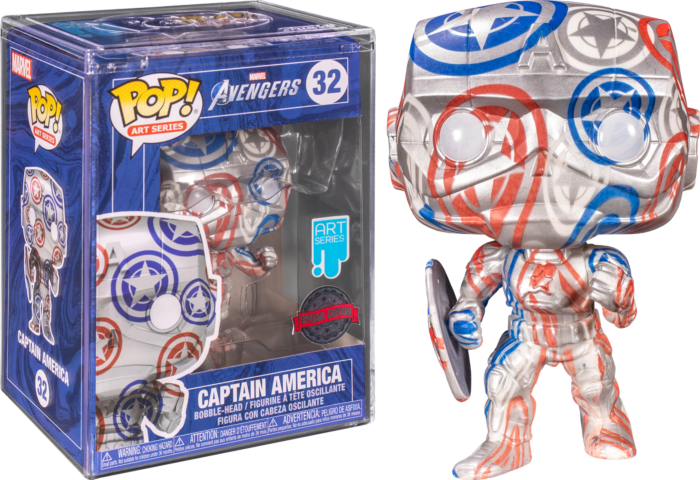 Funko Pop! The Avengers - Captain America in Stark Tech Suit Patriotic Age Artist Series with Pop! Protector #32 - Pop Basement