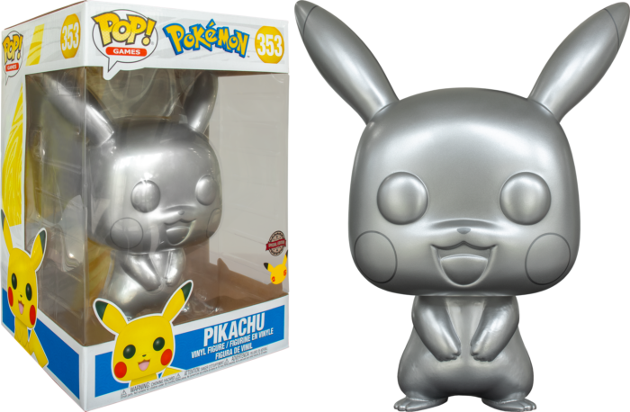 Funko Pop! Pokemon - Pikachu Silver Metallic 25th Anniversary 10" #353 - Pop Basement