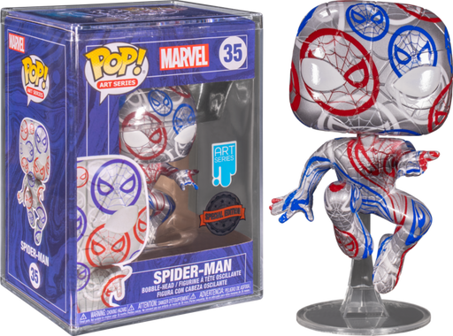 Funko Pop! Spider-Man - Spider-Man Patriotic Age Artist Series with Pop! Protector #35 - Pop Basement