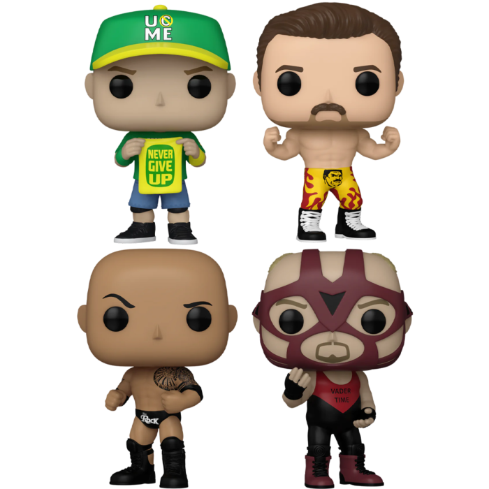 Funko Pop! WWE - John Cena, Rick Rude, The Rock & Vader Pop! Vinyl Bundle (Set of 4) - Pop Basement
