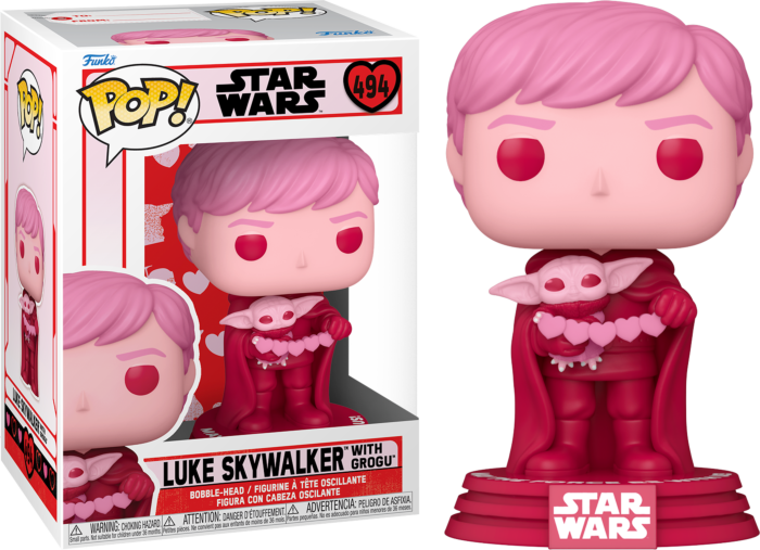 Funko Pop! Star Wars: The Mandalorian - Luke Skywalker with Grogu Valentine's Day #494 - Pop Basement