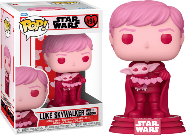 Funko Pop! Star Wars: The Mandalorian - Luke Skywalker with Grogu Valentine's Day #494 - Pop Basement