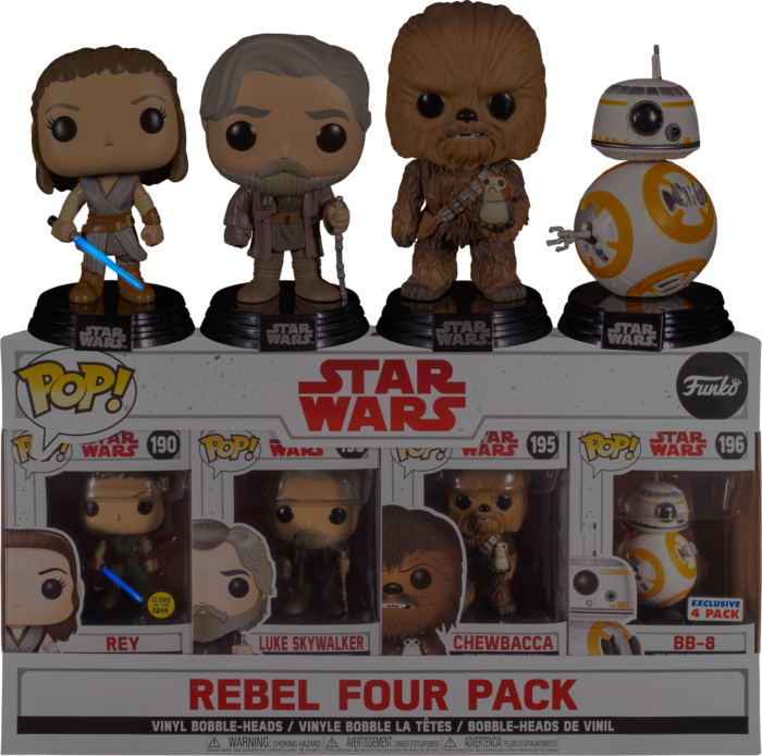 Funko Pop! Star Wars Episode VIII: The Last Jedi - Rey, Luke Skywalker, Chewbacca & BB-8 Rebel - 4-Pack - Pop Basement