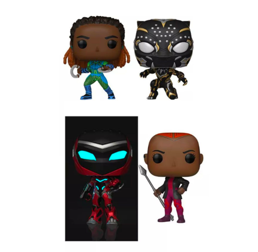 Funko Pop! Black Panther 2: Wakanda Forever - Nakia, Black Panther, Ironheart MK2 & Okoye - 4-Pack - Pop Basement