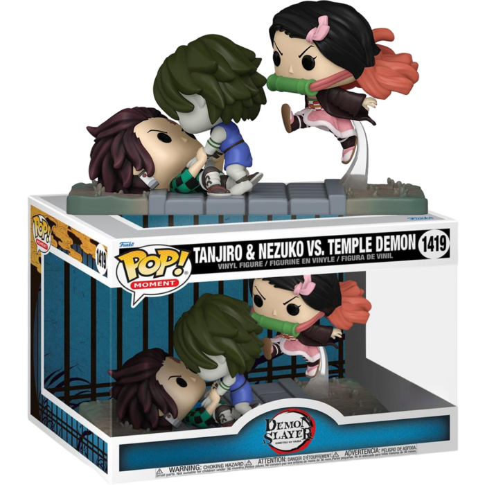 Funko Pop! Moment - Demon Slayer - Tanjiro & Nezuko Vs Temple Demon #1419 - Pop Basement