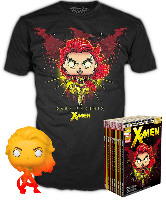 Funko - X-Men - Dark Phoenix Orange Translucent - Vinyl Figure & T-Shirt Box Set - Pop Basement