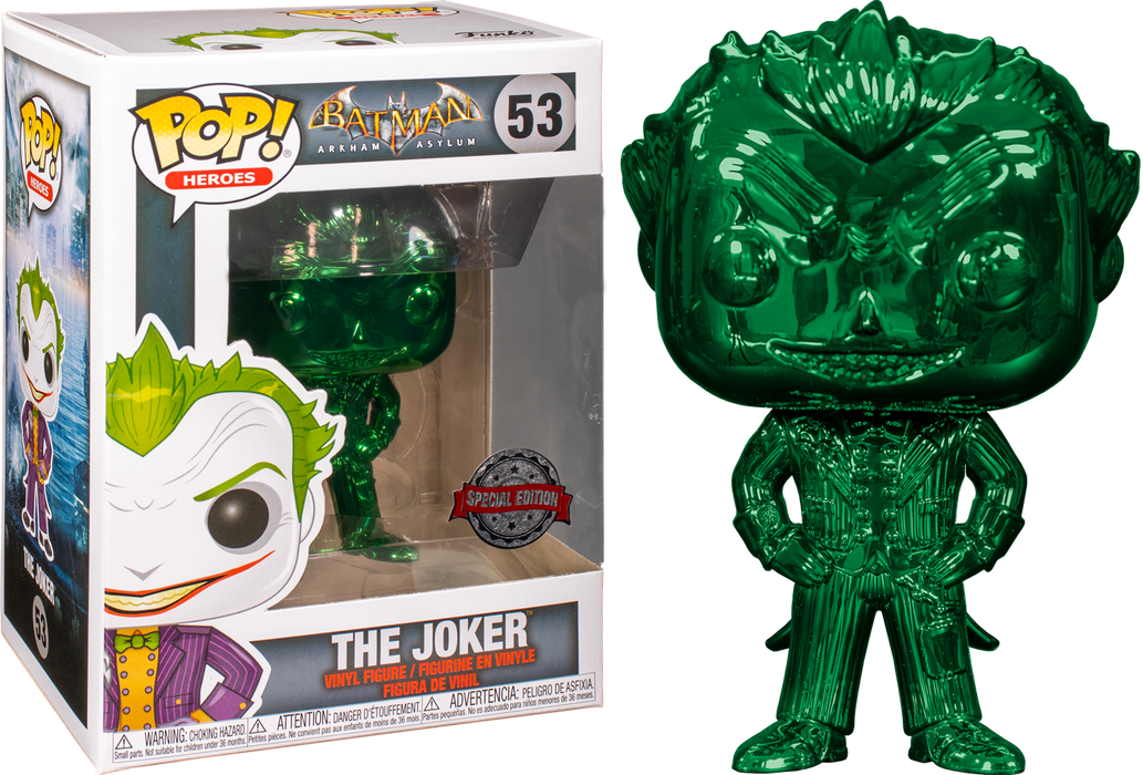 Funko Pop! Batman: Arkham Asylum - The Joker Green Chrome #53 - Pop Basement