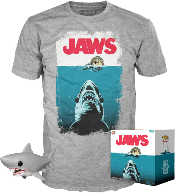 Funko - Jaws - Bloody Great White Shark 6" Super Sized - Vinyls Figure & T-Shirt Box Set - Pop Basement